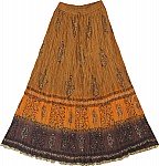 Dancing Princess Brown Golden Ethnic Long Skirt