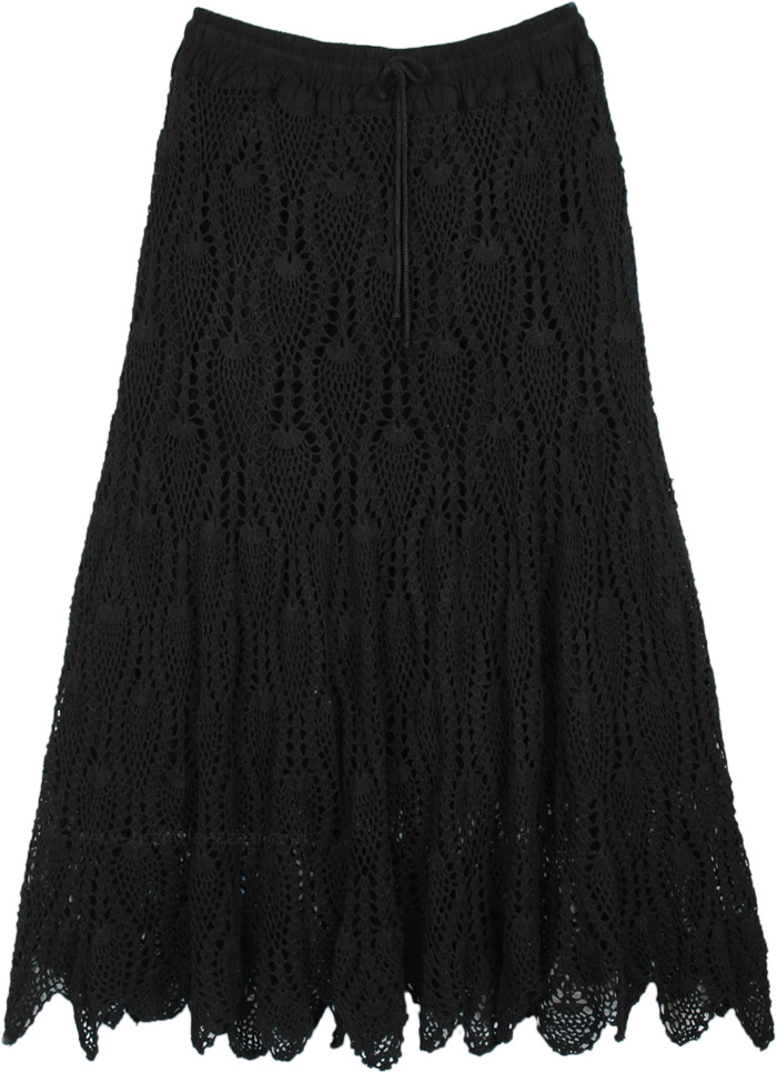 Obsidian Crochet Pattern Long Skirt in Cotton