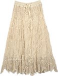 Beige Ombre Dye Floral Lace Long Skirt