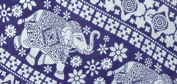 Ethnic Elephant Print Boho Mid Length Wrap Skirt in Navy
