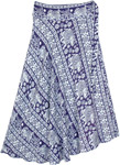 Navy Blue and White Elephant Wrap Around Skirt [8035]