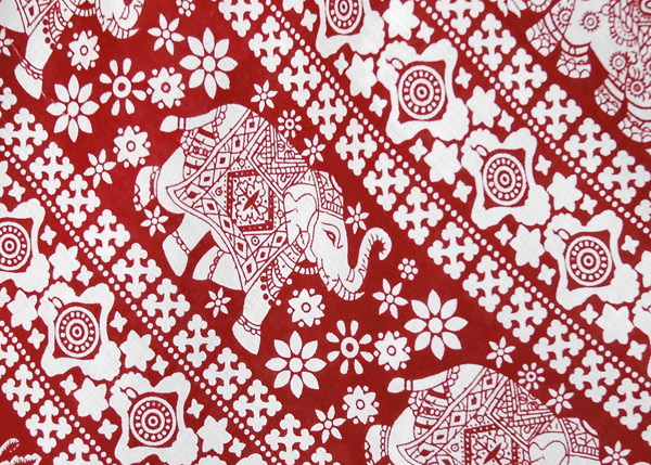 Red and White Elephant Print Mid Length Wrap Skirt