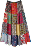 Happy Vibes Bohemian Cotton Skirt with Mixed Patchwork