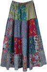 Abstract Mixed Print Cotton Patchwork Maxi Skirt