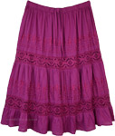 Mid Length Hibiscus Tone Summer Cotton Skirt