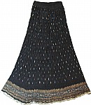 Black Crinkle Long Skirt 