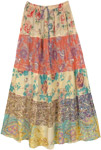 Summer Pastels Floral Print Cotton Ankle Length Skirt
