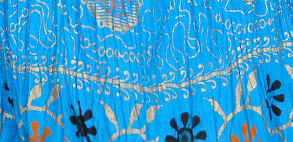 Vivid Cerulean Crinkled Cotton Summer Long Skirt