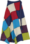 Multicolored Cotton Patchwork Long Wrap Around Skirt