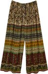 Beige Paisley Print Bohemian Palazzo Pants