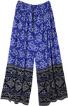 Persian Blue Palazzo Pants in Jaipuri Print