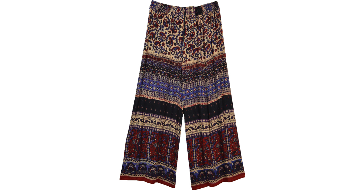 Paisley Printed Wide Leg Street Wear Hippie Pants