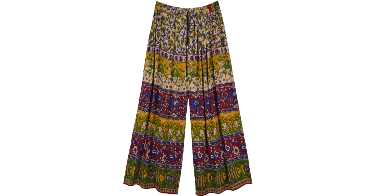Ibiza Summer Palazzo Pants with Floral Print | Multicoloured | Split ...