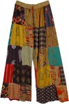 Warm Brown Hues Patchwork Wide Leg Hippie Pants