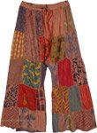 Peachy Spice Patchwork Wide Leg Pants