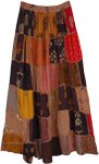 Mitti Colored Boho Skirt with Square Dori Patchwork  [8277]