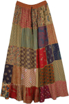 Majestic Floral Vibrant Patchwork Dori Long Skirt