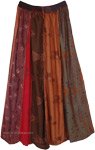 Orange Terrace Vertical Patchwork Long Skirt