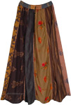Old Street Retro Magic Patchwork Long Skirt with Dori