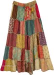 Chestnut Rose Vertical Patch Long Skirt