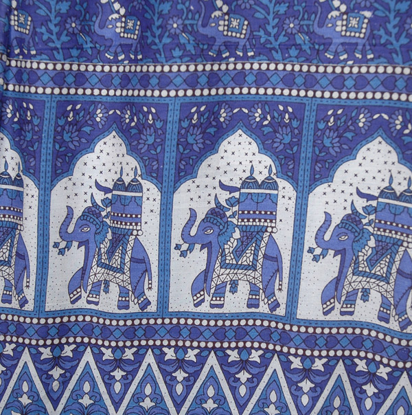 Cobalt Blue Palazzo Pants with Traditional Elephant Print