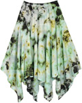 Mint and Chocolate Tie Dye Asymmetrical Summer Skirt