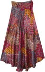 Royal Purple Shiny Floral Long Wrap Skirt