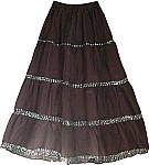 Woody Brown Sequined Long Skirt