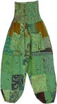Patchwork Loose Fit Pants in Shades of Green [8372]