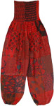 Patchwork Loose Fit Pants in Shades of Deep Red [8375]