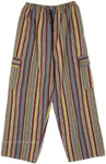 Unisex Multicolor Vertical Stripes Cargo Pants