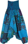 Blue Lagoon Patchwork Aladdin Pants with Smocked Waist