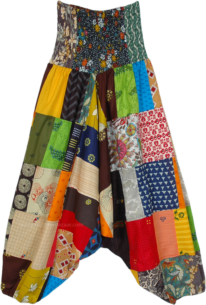 Plus Size Mixed Prints Aladdin Patchwork Pants | Multicoloured 