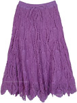 All Crochet Pattern Long Cotton Skirt in Purple