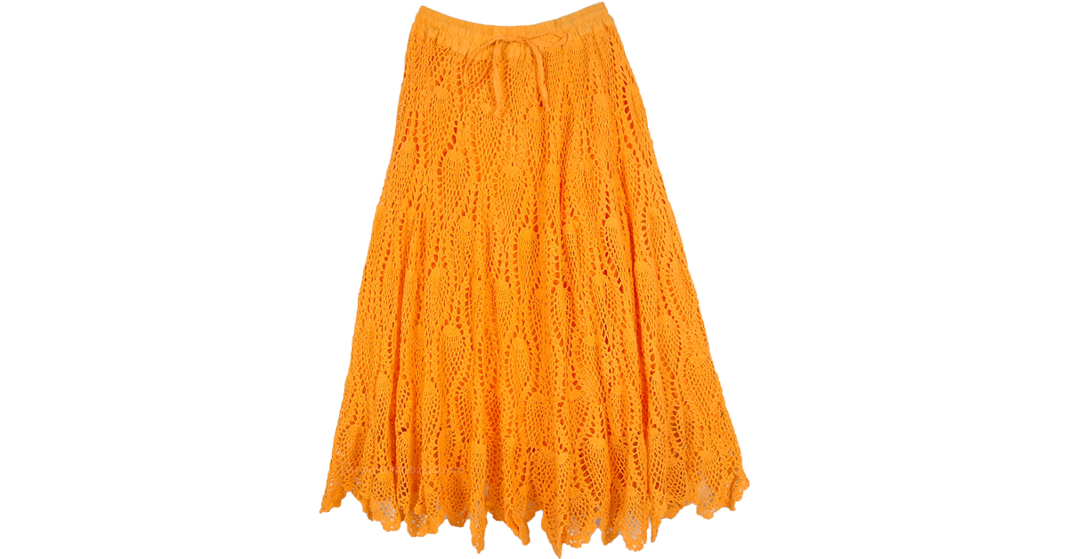 Orangina Handmade Crochet Long Skirt | Orange | Crochet-Clothing ...