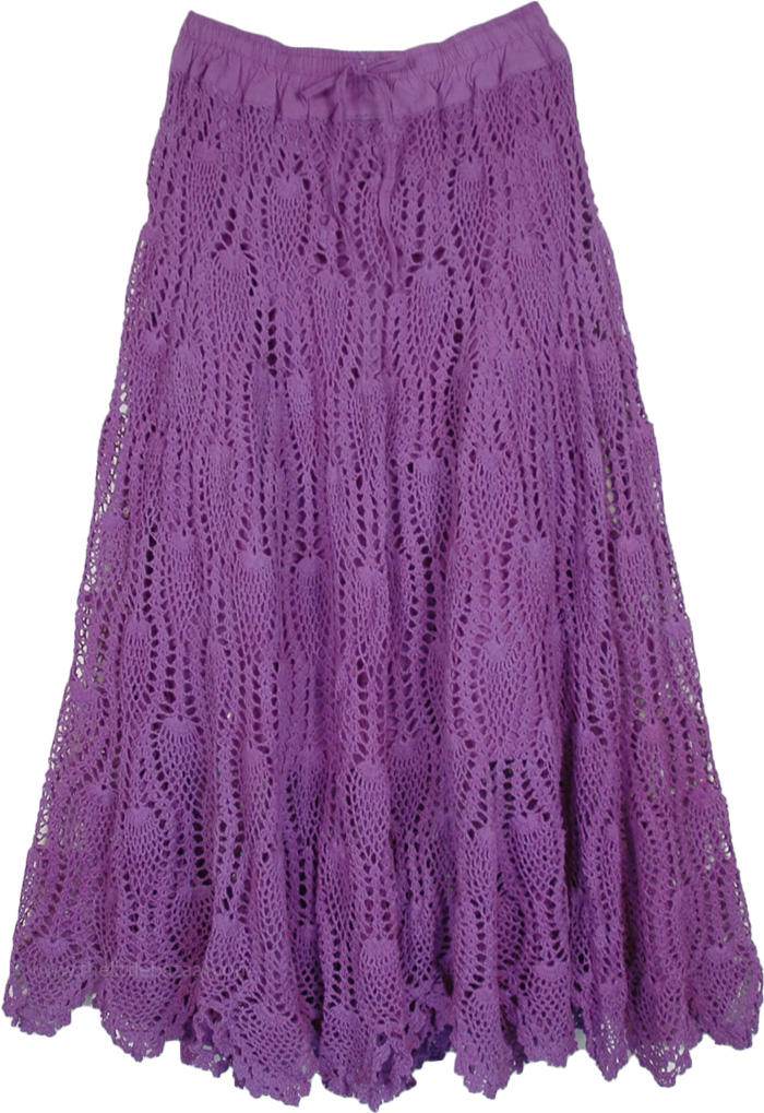 Violet Magic Extra Large All Over Crochet Long Skirt