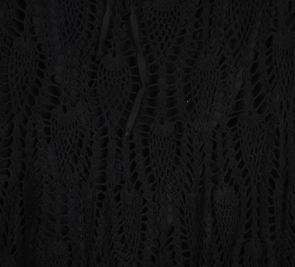 Plus Size Midnight Black Cotton Crochet Long Skirt