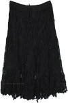 Plus Size Midnight Black Cotton Crochet Long Skirt