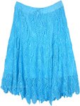 Blue Horizon All Over Crochet Long Skirt with Elastic Waist [8405]