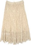 Creamy Beige Horizon All Over Crochet Long Skirt [8406]