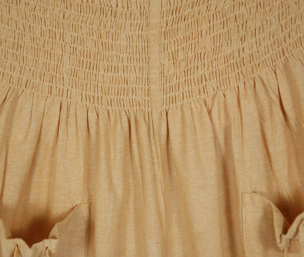 Blissful Beige Cotton Crop Side Ruched Pants