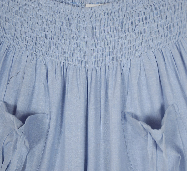 Sky Blue Crop Side Ruched Pants in Cotton