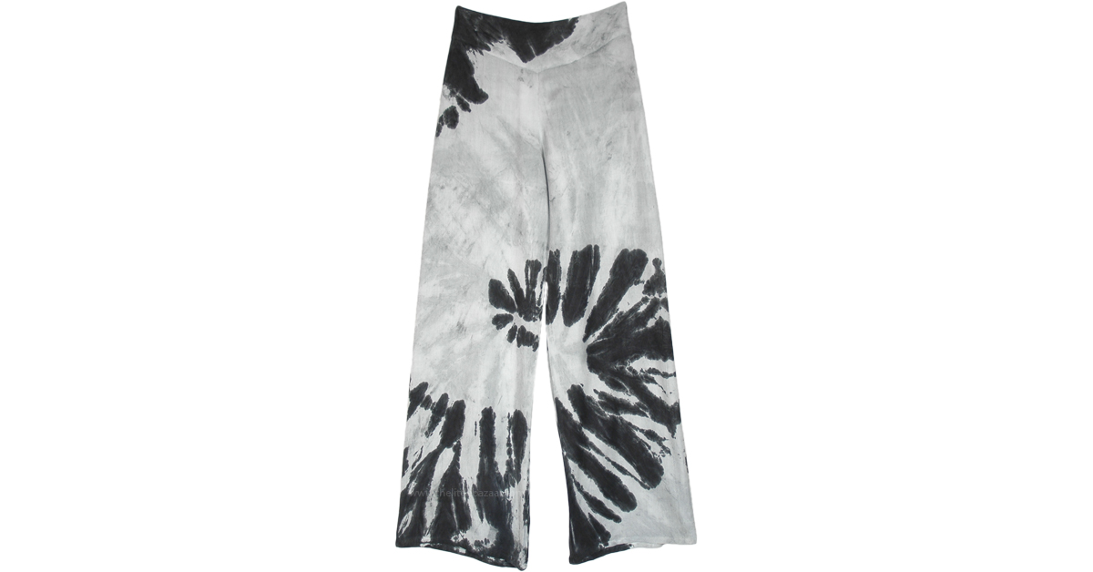 Grey Knight Tie Dyed Wide Leg Palazzo Pants Grey SplitSkirtsPants