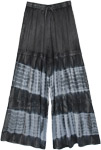 Grey Waves Tie Dyed Stonewashed Rayon Pants with Lace Details
