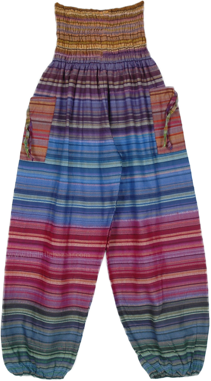 Shades Of Rainbow Striped Yoga Harem Pants