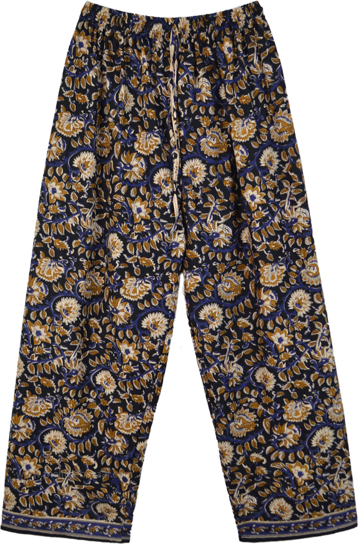 Cotton Floral Printed Pajama Pants with Elastic Waist
