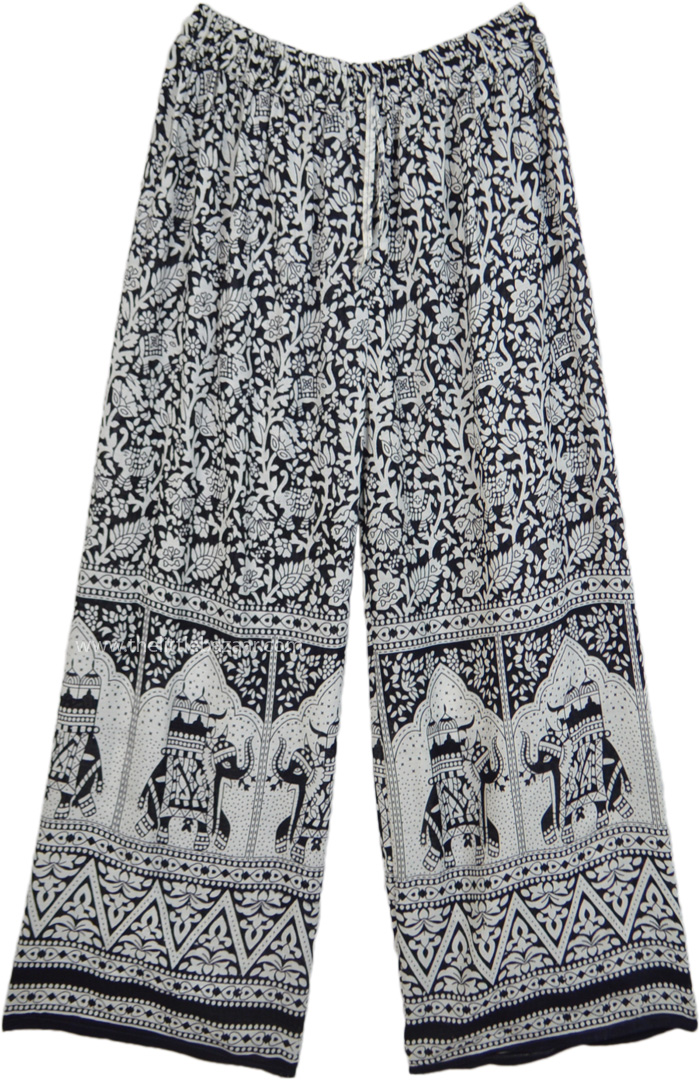 Amazon.com: HGps8w Women's Ethnic Print Wide Leg Pants, Vintage Elastic  High Waist Boho Hippie Palazzo Pants : Clothing, Shoes & Jewelry