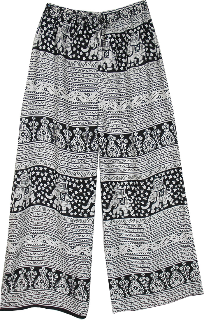 Ebony and Ivory Ethnic Elephant Print Pants