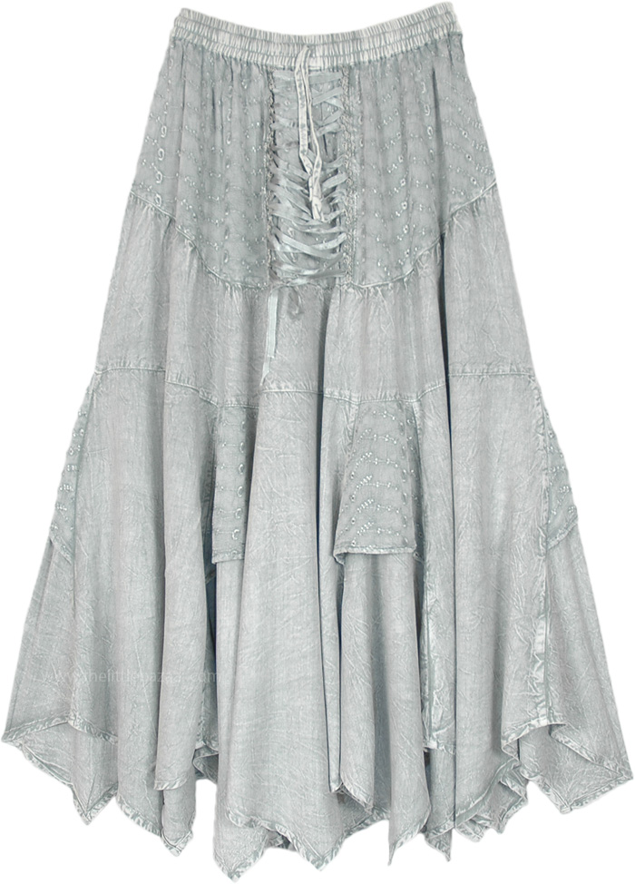 Frosted Silver Medieval Western Hanky Hem Skirt