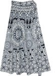 Long Cotton White and Black Skirt With Ethnic Block Print [8507]